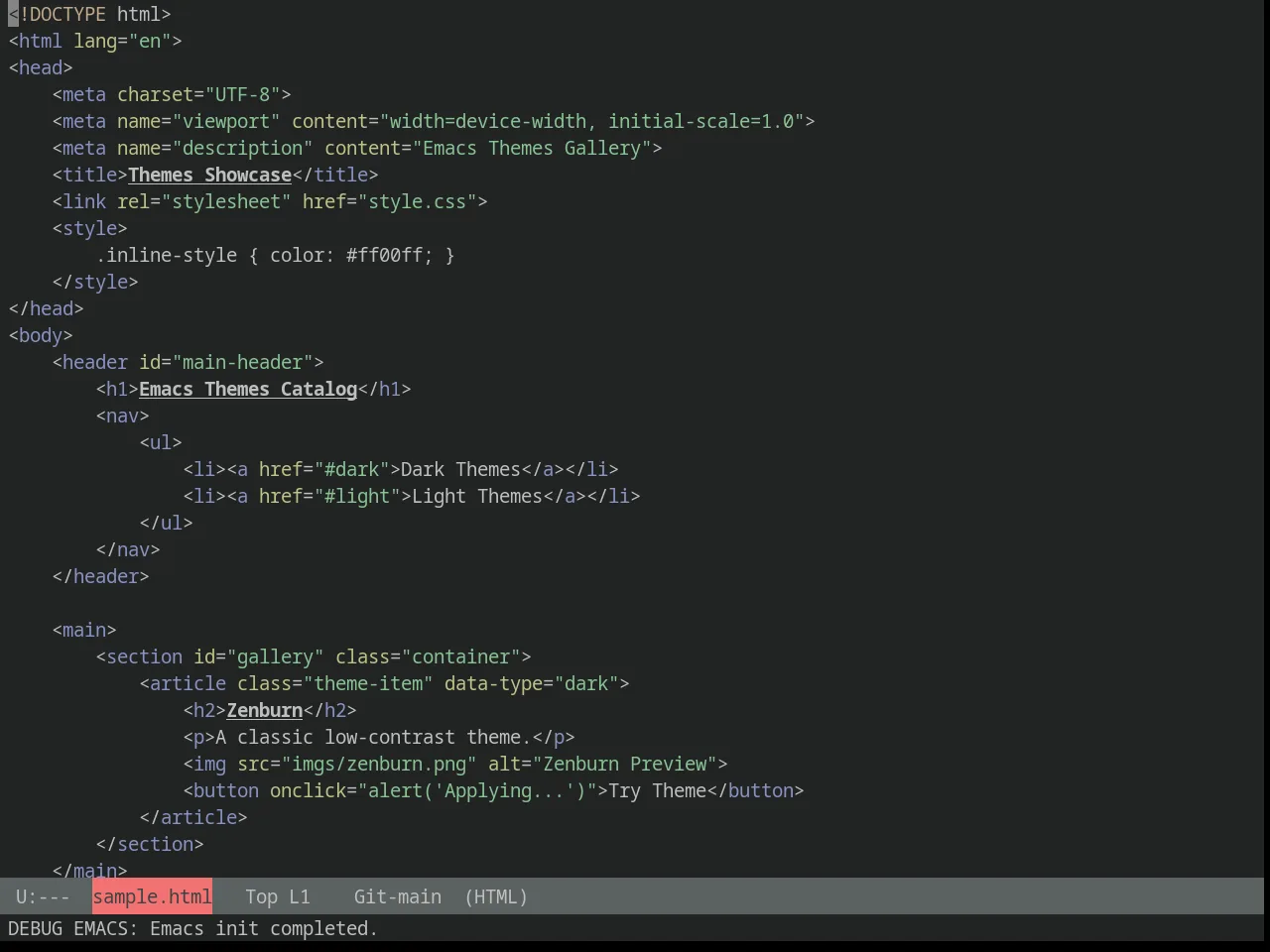 Yoshi Theme in html-mode