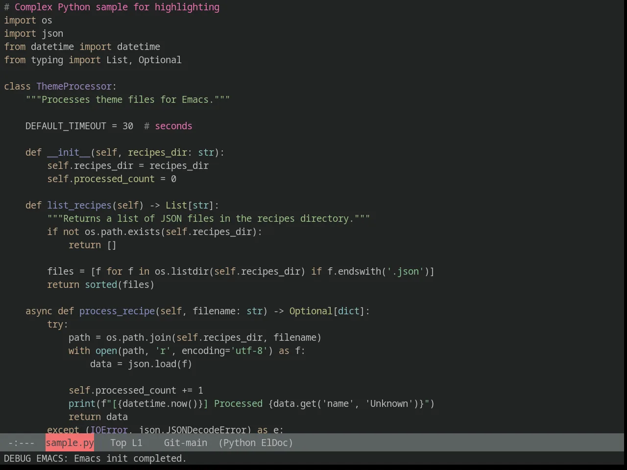 Yoshi Theme in python-mode