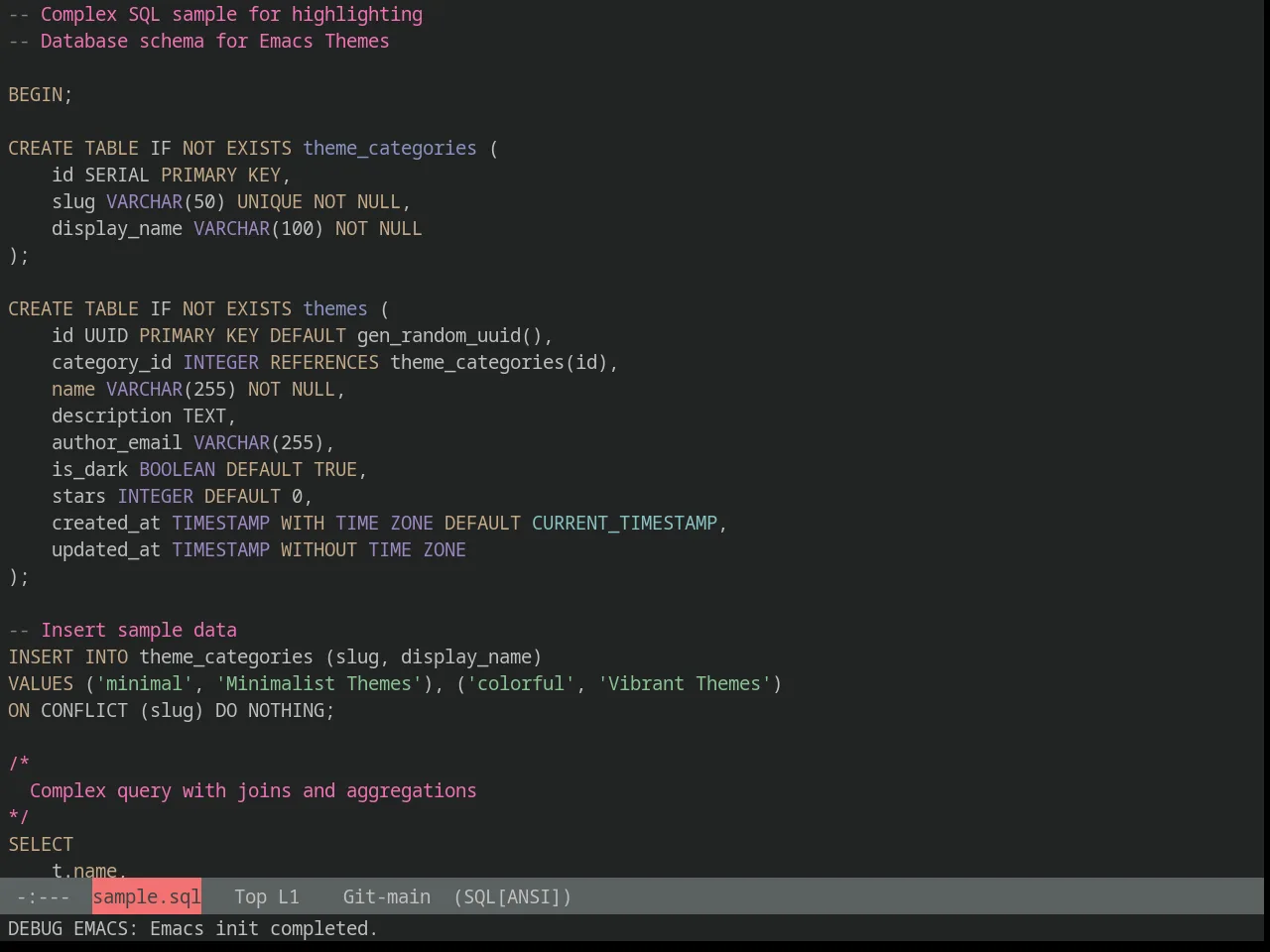 Yoshi Theme in sql-mode