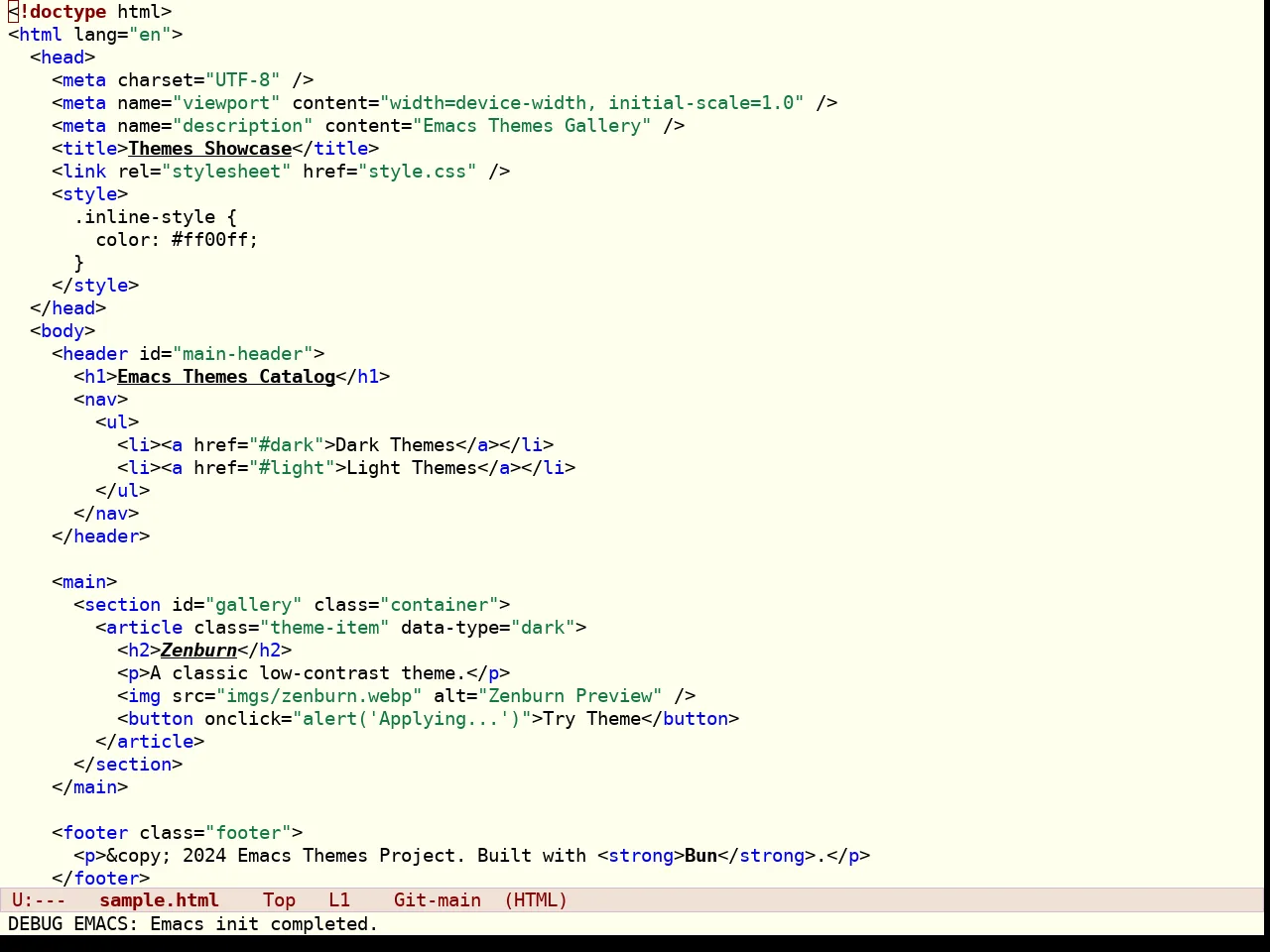 Yotsuba Theme in html-mode
