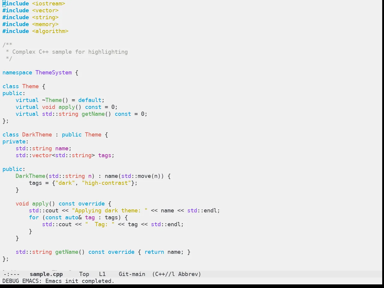 Zaiste Theme in c++-mode