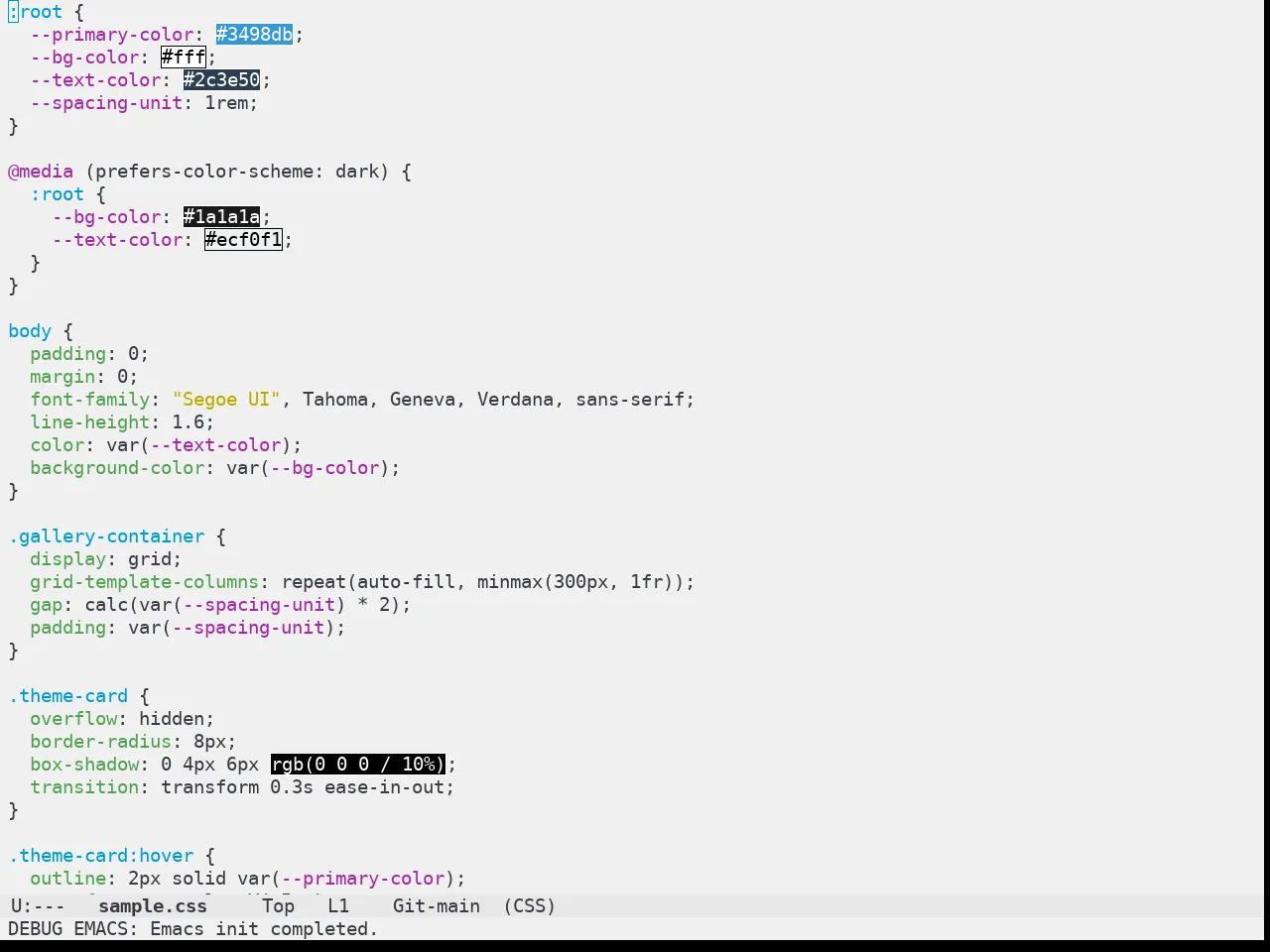 Zaiste Theme in css-mode
