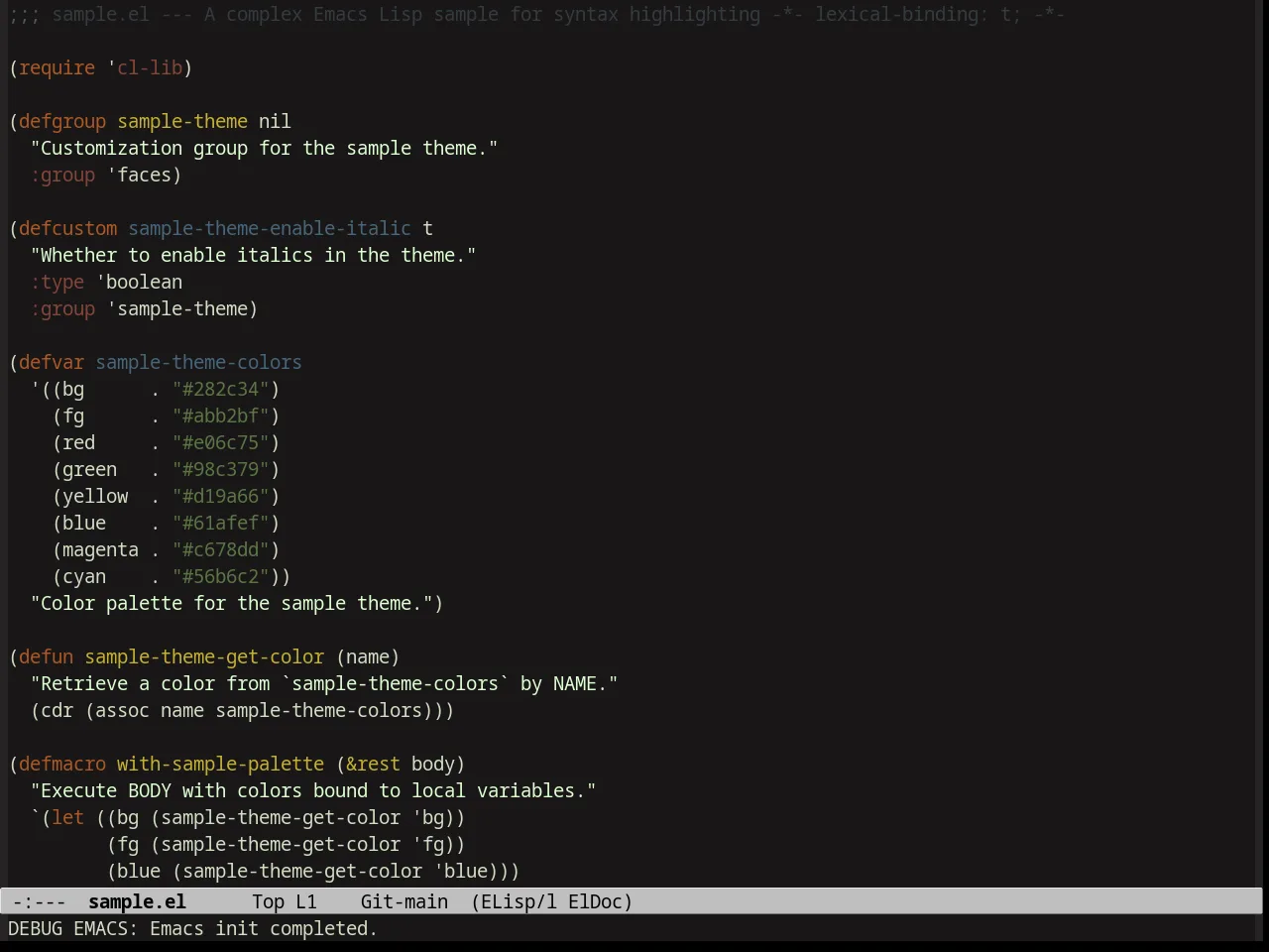 Zen and Art Theme in emacs-lisp-mode