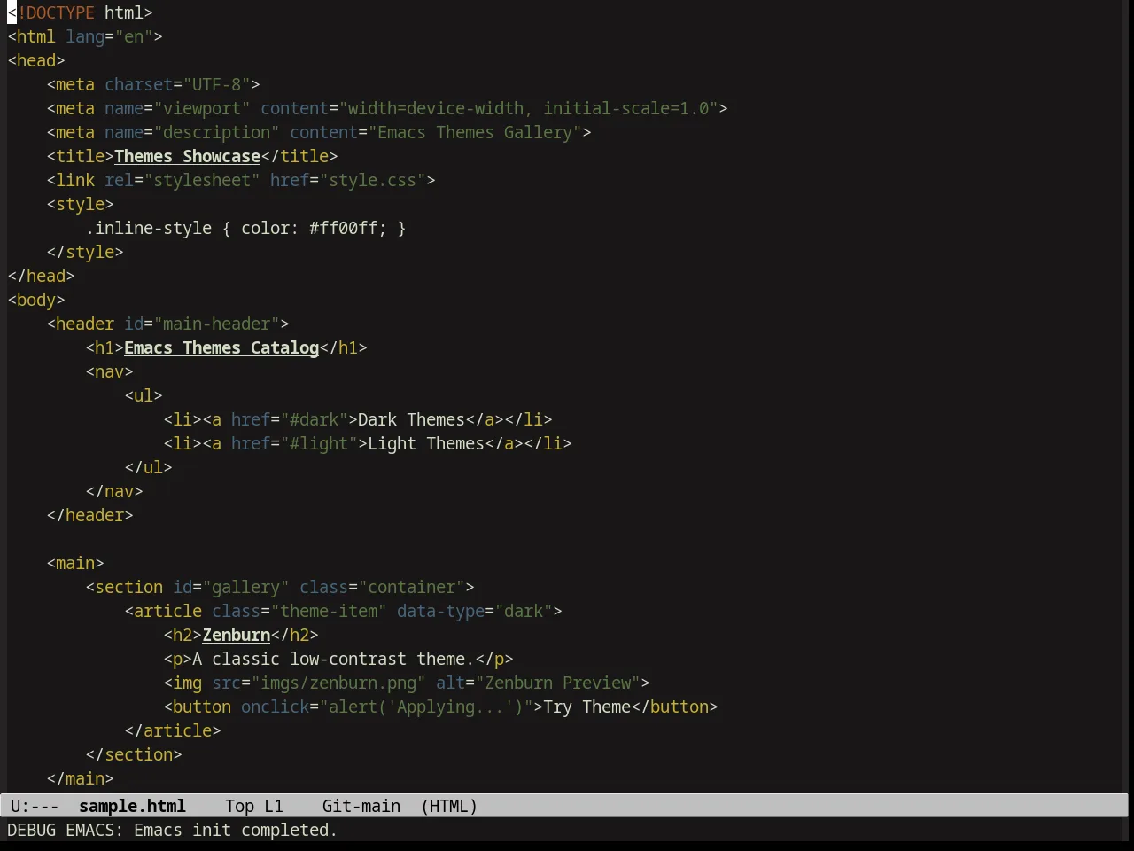 Zen and Art Theme in html-mode