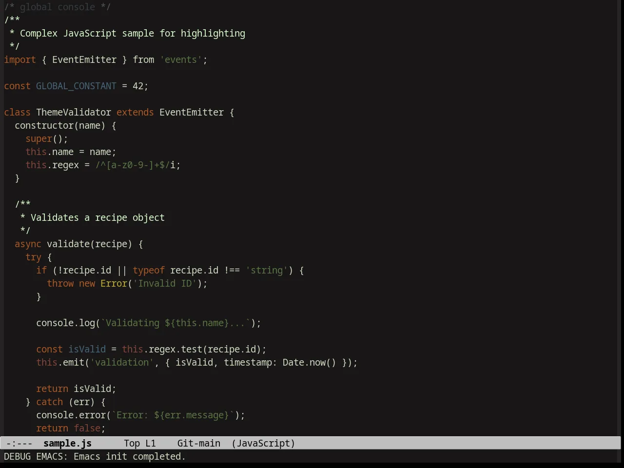 Zen and Art Theme in javascript-mode