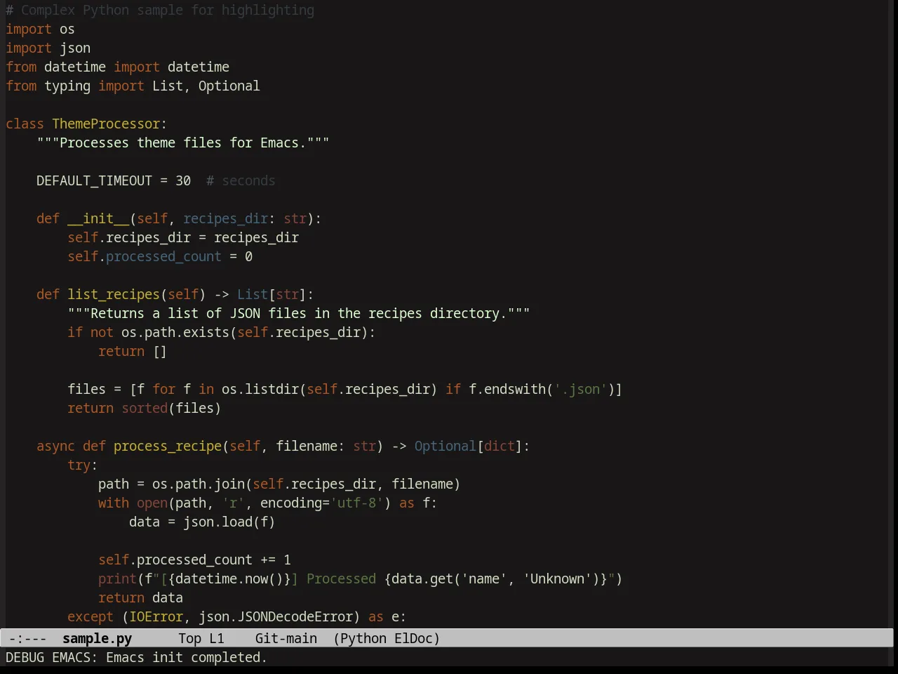 Zen and Art Theme in python-mode