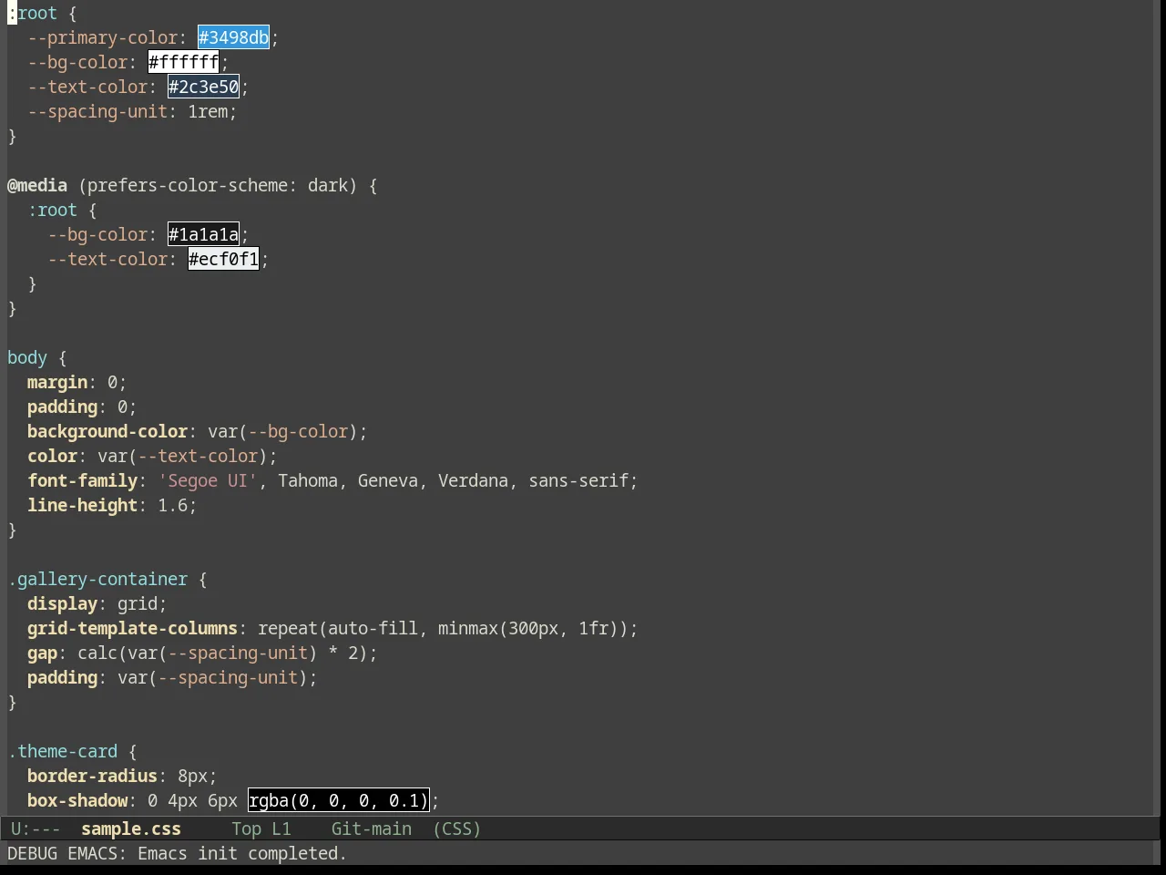 Zenburn in css-mode