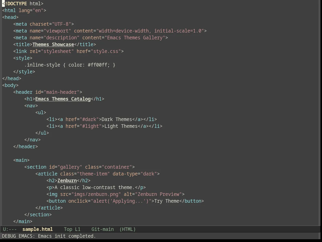Zenburn in html-mode
