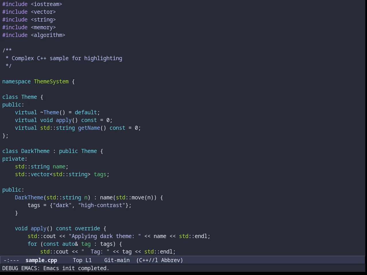 Zeno theme in c++-mode