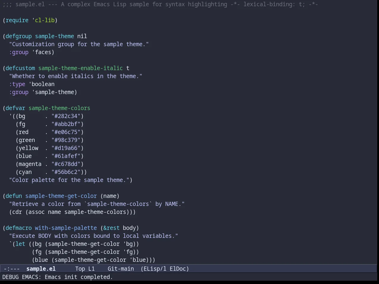 Zeno theme in emacs-lisp-mode