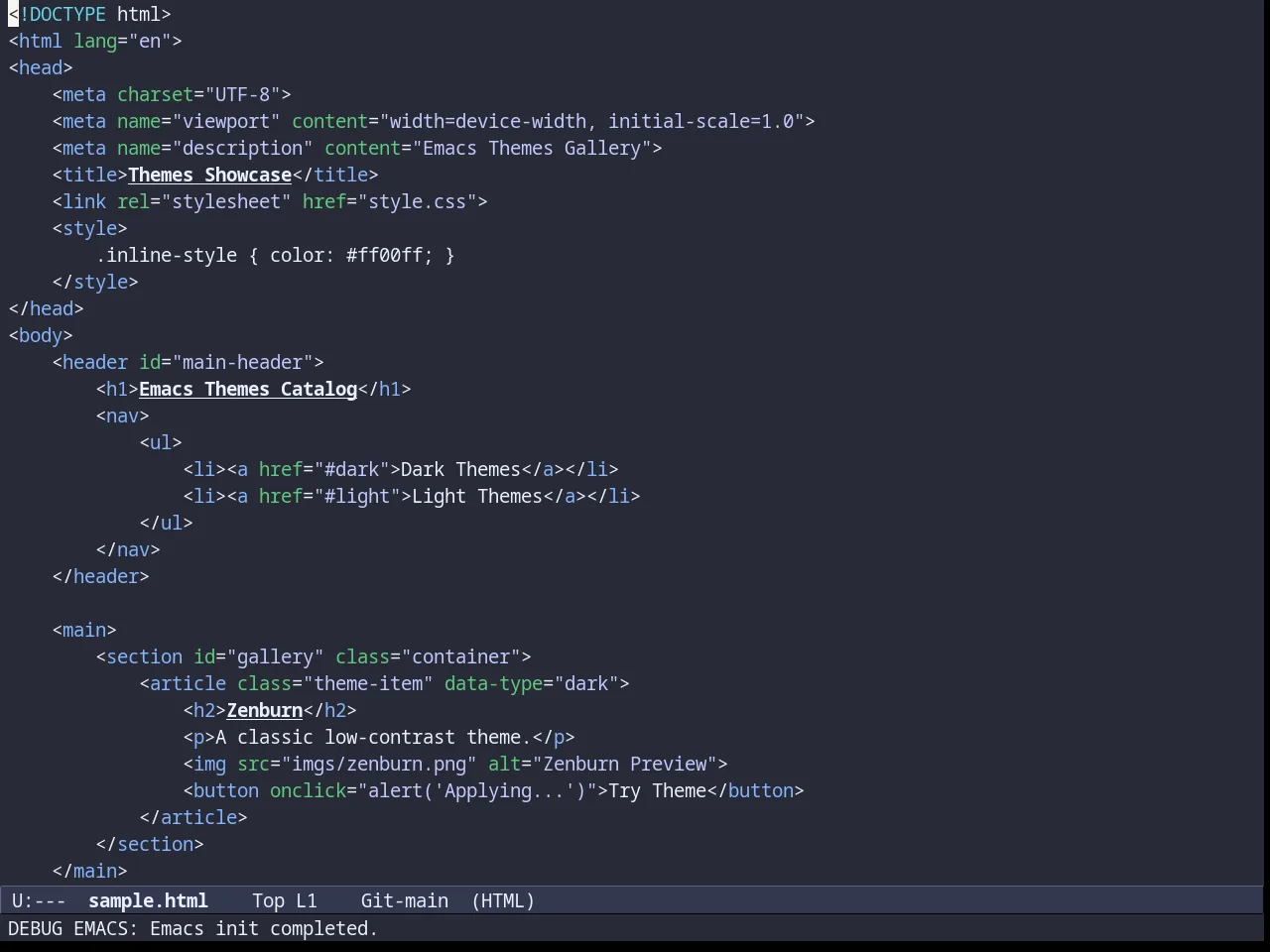 Zeno theme in html-mode