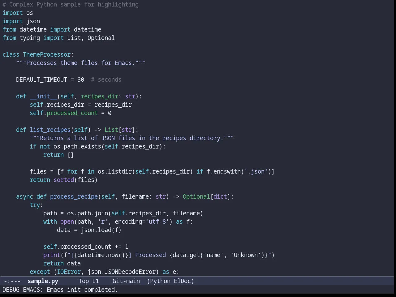 Zeno theme in python-mode
