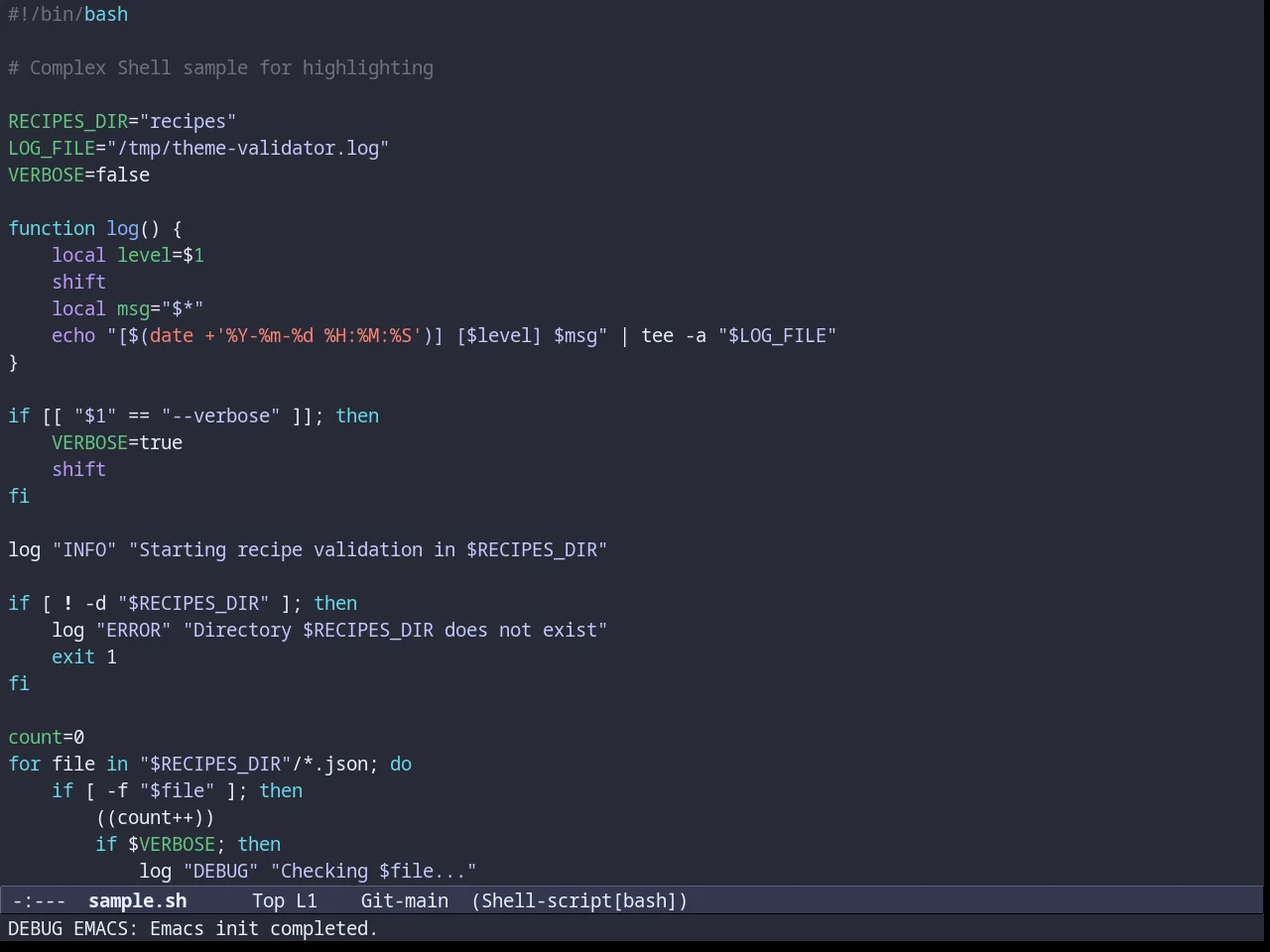 Zeno theme in sh-mode