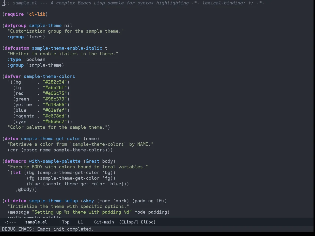 Zerodark Theme in emacs-lisp-mode