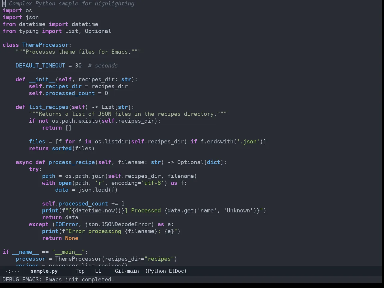 Zerodark Theme in python-mode