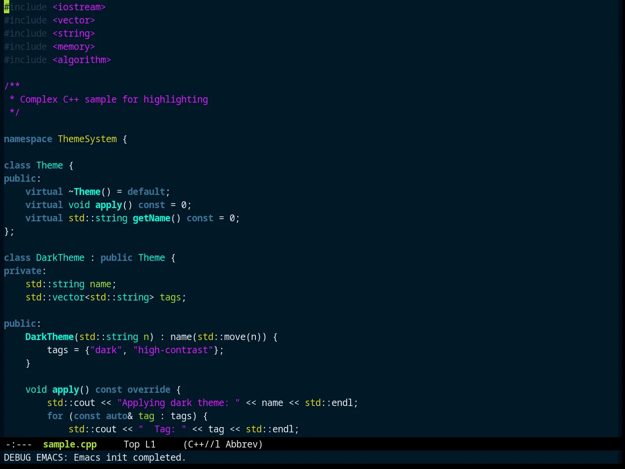 Zonokai Blue Theme in c++-mode