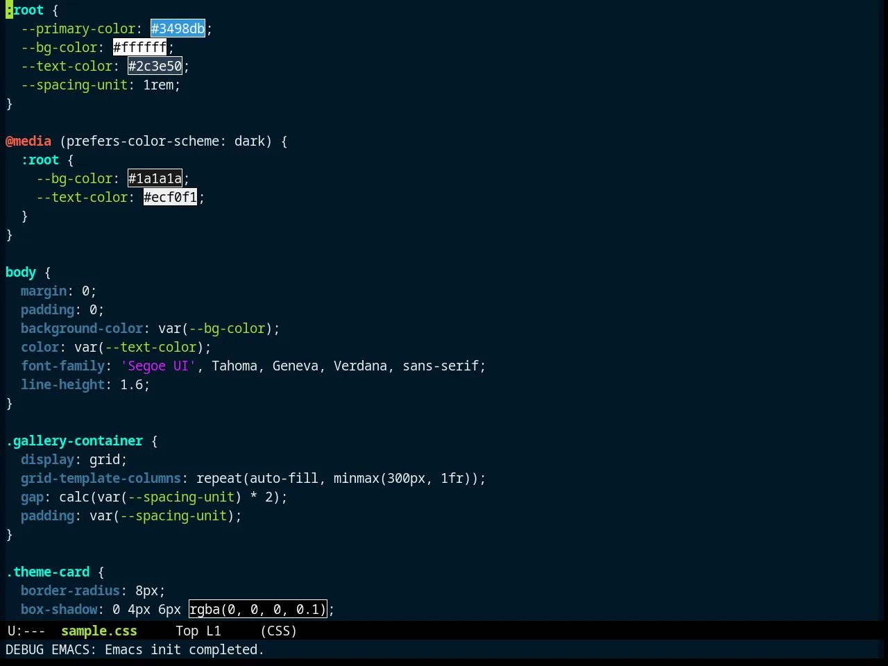 Zonokai Blue Theme in css-mode