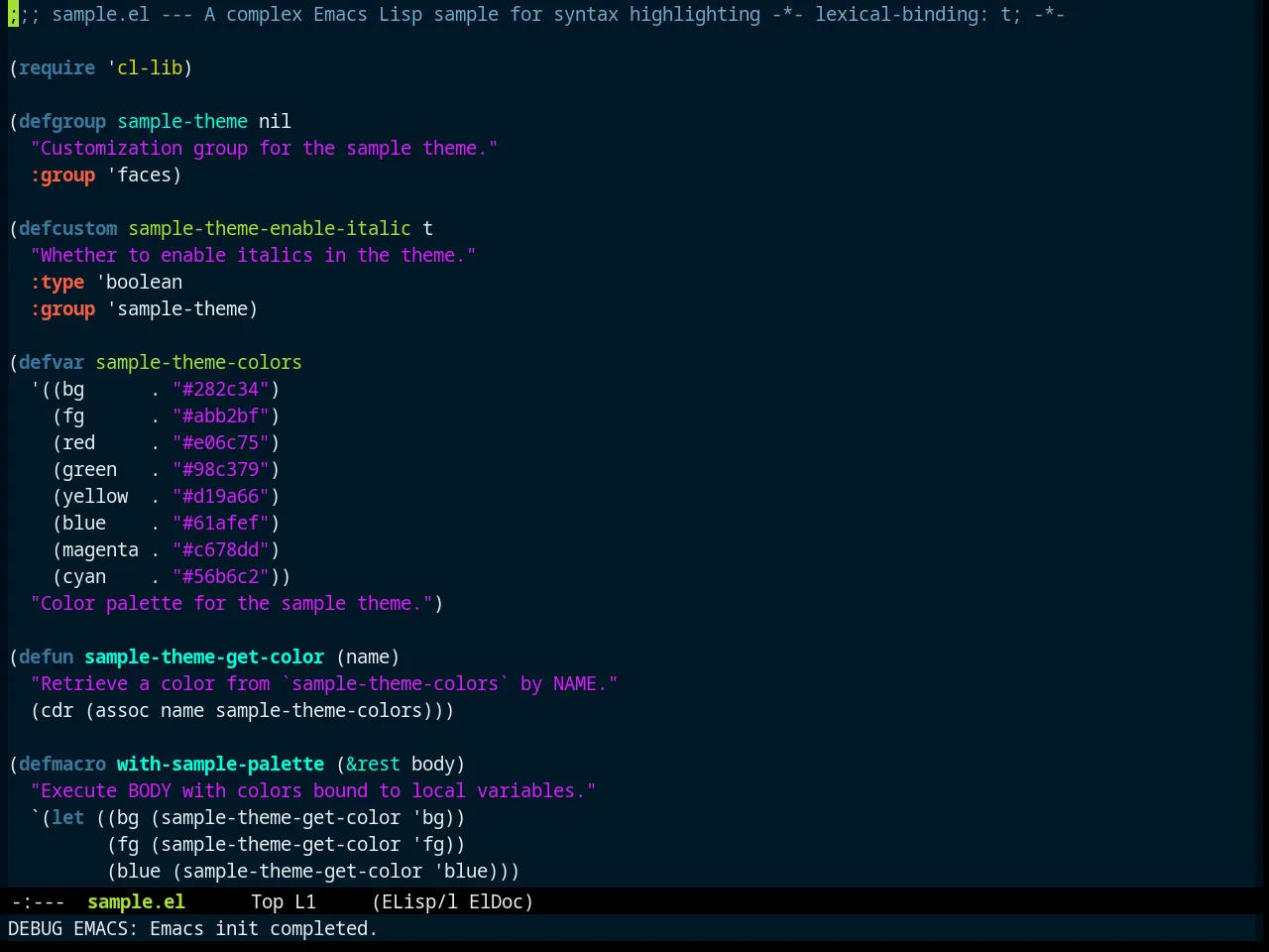 Zonokai Blue Theme in emacs-lisp-mode