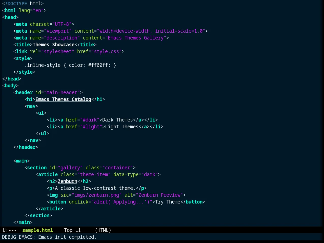 Zonokai Blue Theme in html-mode