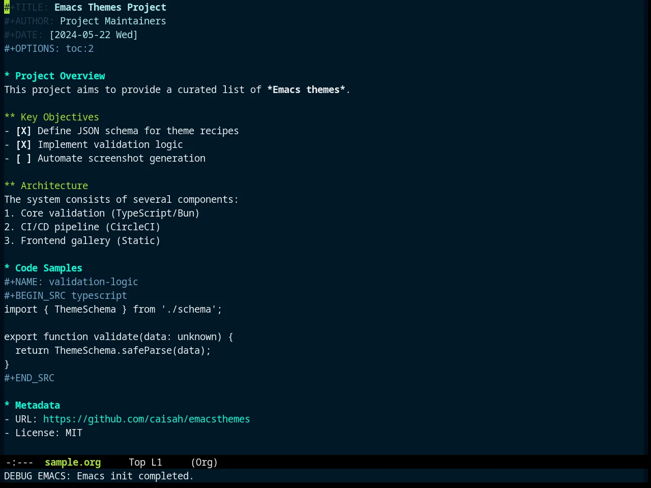 Zonokai Blue Theme in org-mode