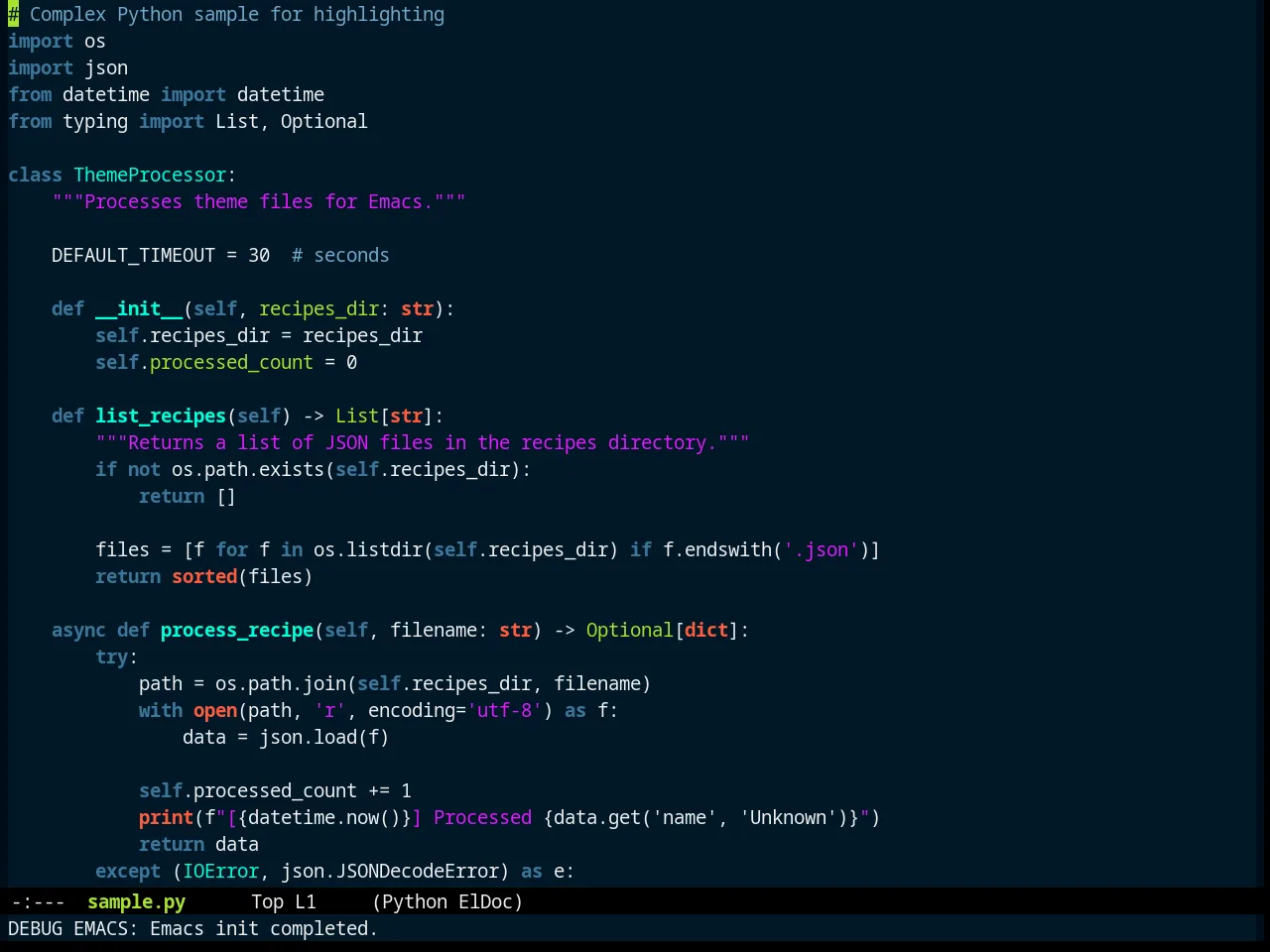 Zonokai Blue Theme in python-mode
