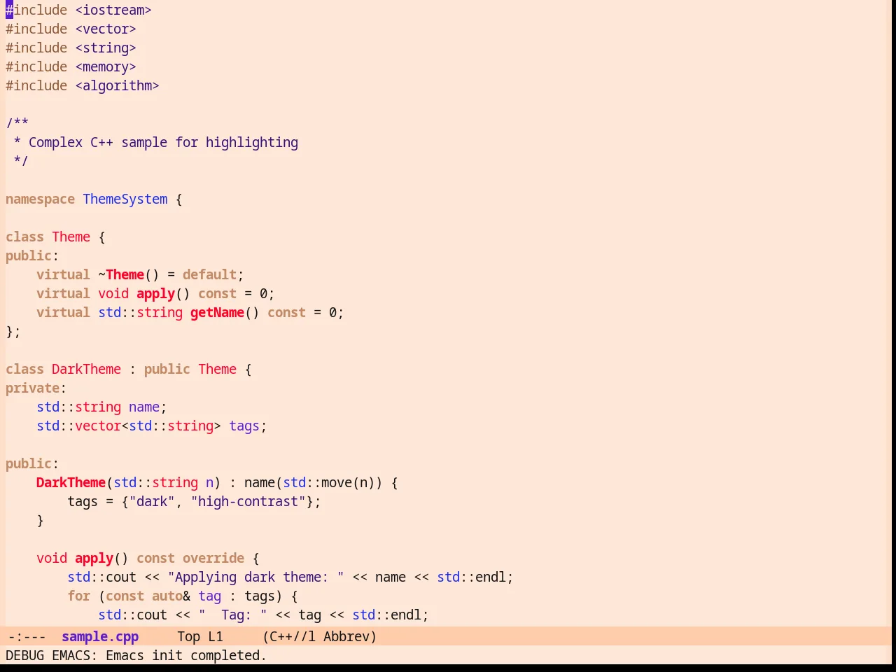 Zonokai Red Theme in c++-mode