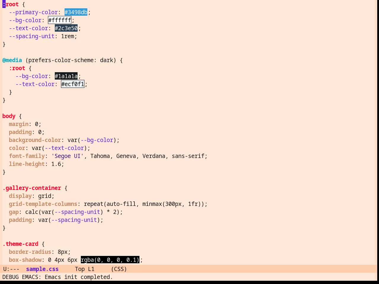 Zonokai Red Theme in css-mode