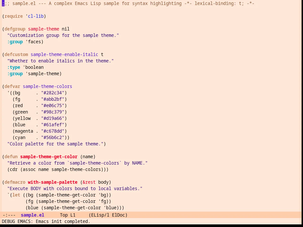 Zonokai Red Theme in emacs-lisp-mode