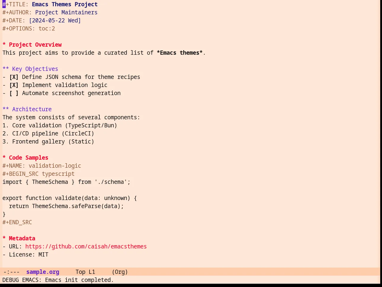 Zonokai Red Theme in org-mode
