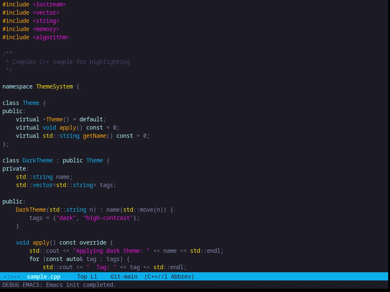 Zweilight Theme in c++-mode