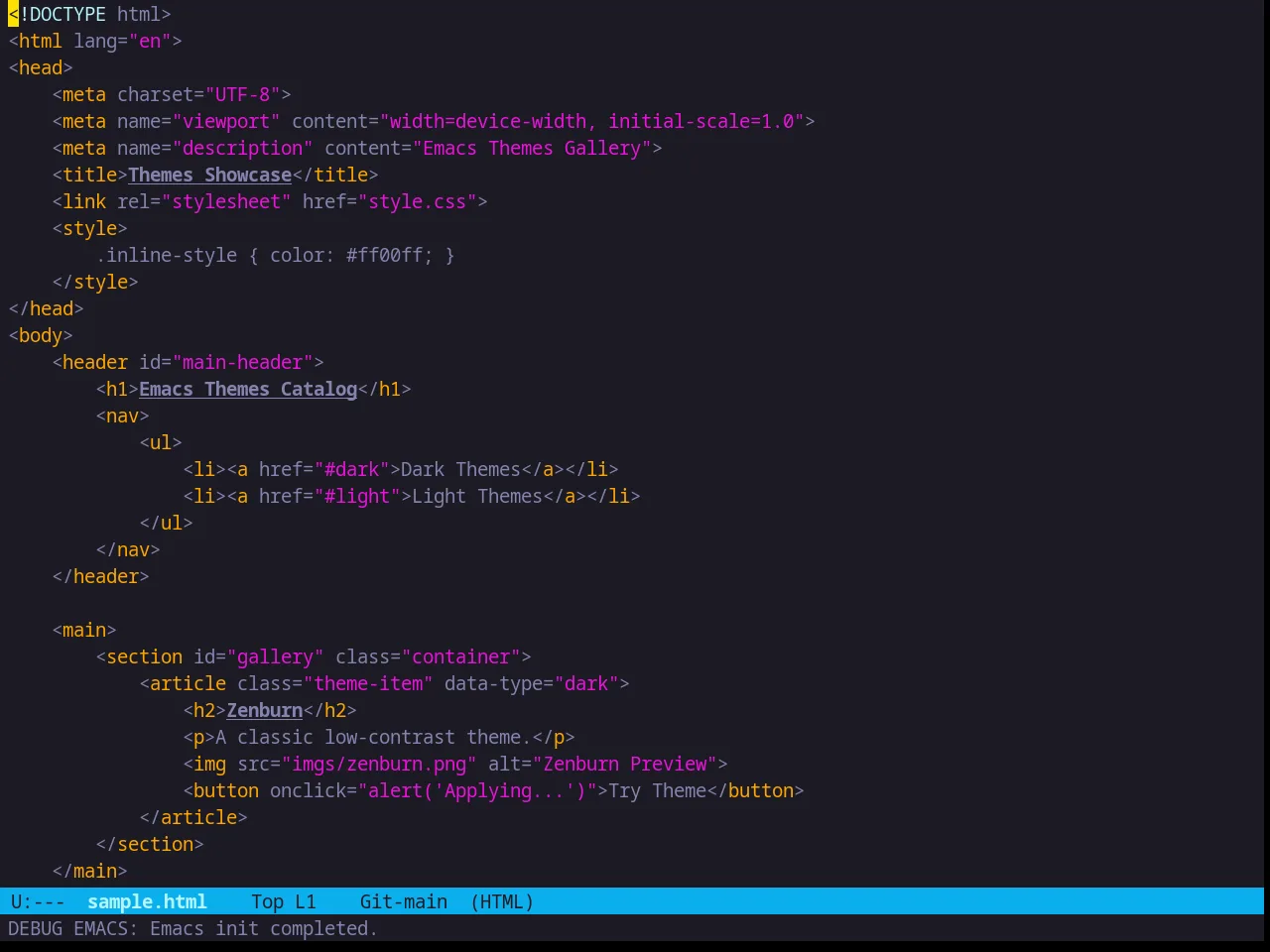 Zweilight Theme in html-mode