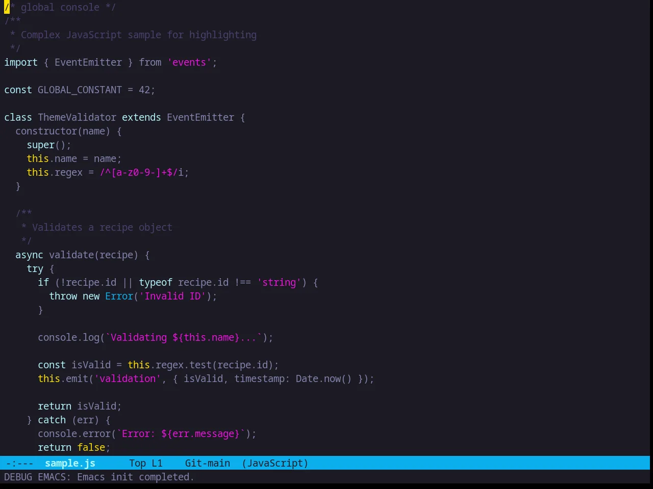 Zweilight Theme in javascript-mode