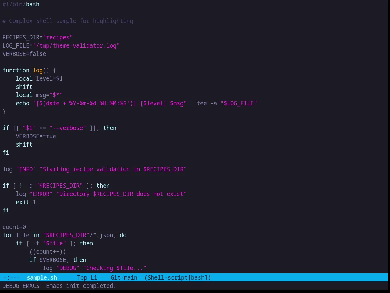 Zweilight Theme in sh-mode